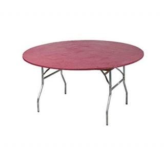 Kwik-Covers 48 Round Fitted Plastic Table Covers Bundle of 5 Maroon