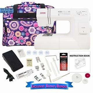 Janome HD3000 Sewing Machine Bundle with Purple Tote Janome bobbins and Needles 