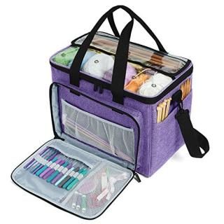 Teamoy Knitting Bag Yarn Tote Organizer with Inner Divider Sewn to Bottom for Cr