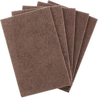 Non Scratch Heavy Duty XL Brown Scouring Pads. 6x9 in 5 Pack of Scrubber Tools f