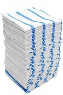 VIKING 449701 Bulk Edgeless Microfiber Cleaning Cloths White and Blue Stripe 50 