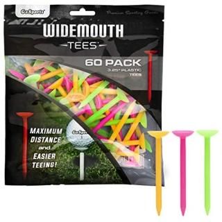 GoSports 3.25 Widemouth Plastic Golf Tees  60 Tee Players Pack - Max Distance 