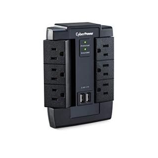 CyberPower CSP600WSU Surge Protector 6-AC Outlet Swivel with 2 USB 2.1A Charging