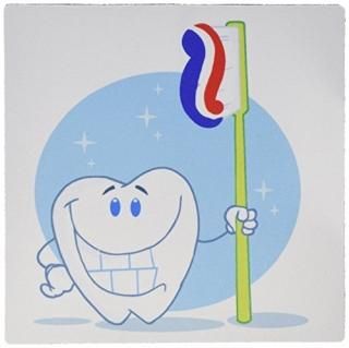 3drose LLC 8?x 8?x 0.25ޥѥåɡHappy Smiling Tooth with֥饷Cartoon  MP _ 118