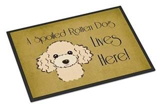 Caroline's Treasures BB1506MAT Buff Poodle Spoiled Dog Lives Here Indoor or Outd