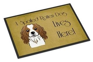 Caroline's Treasures BB1472MAT Cavalier Spaniel Spoiled Dog Lives Here Indoor or
