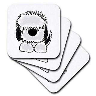 set-of-4-Soft - 3dRose cst_201774_1 Fun Old English Sheepdog Original Art Soft C