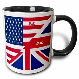 3dRose Us N Uk Flags Joined Two Tone Black Mug 330ml Black/White