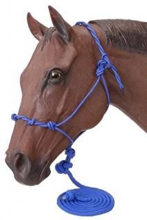 Royal Blue - Tough 1 Tough-1 Poly Rope Halter W/Knots & 4.3m Lead