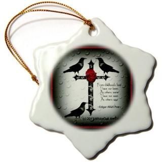 3drose et Photography??A֥ååwith Designs and Ravens??Ornaments 3 inch 