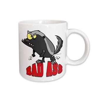 440ml - 3dRose mug_103845_2 Badass Bad Ass Honey Badger Cartoon Ceramic Mug 440m
