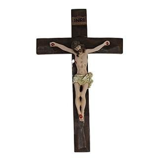 Roman 8 Inri Driftwood Texture Crucifix Wall Cross by Roman Inc.