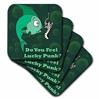 set-of-4-Soft - 3dRose cst_55534_1 Fishing Humour on Green Background Soft Coast