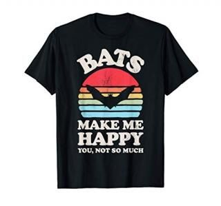 Bats Make Me Happy You Not So Much Funny Bat Retro Vintage T-Shirt