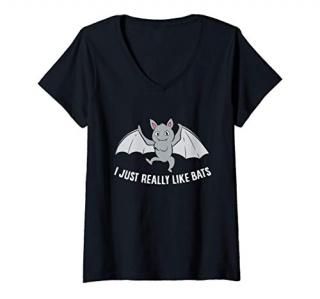Womens Funny Bats I Just Really Like Bats Ok Funny Bats V-Neck T-Shirt