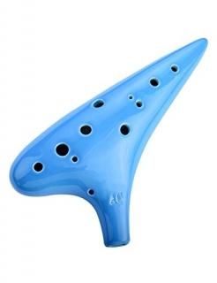 Joy of Wood Thrush 12 Hole Alto C Ceramic Ocarina in Exquisite Craft Water Blu