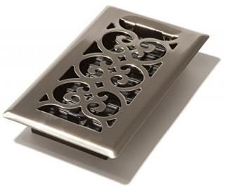Decor Grates SPH408-NKL 4-Inch by 8-Inch Scroll Floor Register Brushed Nickel by