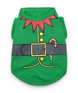 DroolingDog Pet Dog Christmas Shirts Puppy Clothes for Small Dogs Boy Green Smal