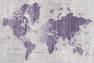 Posterazzi Collection Old World Map Purple Gray Poster Print by Wild Apple Portf