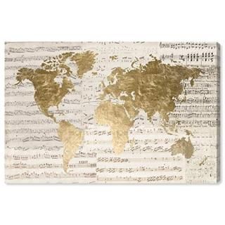 The Oliver Gal Artist Co. Maps Wall Art Canvas Prints 'Mapamundi Musicale Light'
