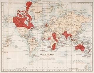Posterazzi Map Of The World Showing In Red The Extent Of The British Empire In 1