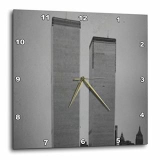 3dRose DPP_7530_1 Wall Clock Vintage Twin Towers 10 by 10-Inch