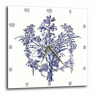 3dRose DPP_52352_1 French Vintage Floral Wall Clock 10 by 10-Inch