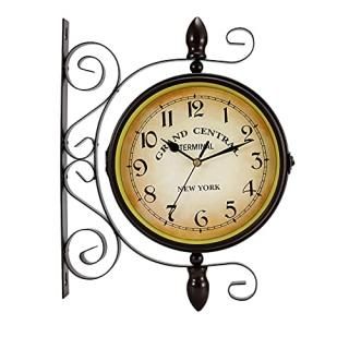 Double Sided Wall Clock Wrought Iron Vintage Station Clock Two Faces Dual side A