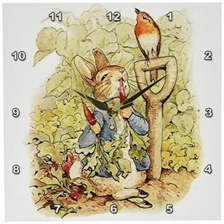 3dRose DPP_110164_1 Peter Rabbit in The Garden-Vintage Art-Wall Clock 10 by 10-I