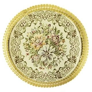 Wrapables Round Vintage Floral Placemat with Gold Embroidery 33cm Luxurious Flor