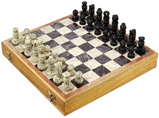 Ajuny Beautifully Crafted Unique Stone Art Chess Set Hand Carved Stone Pieces Bo