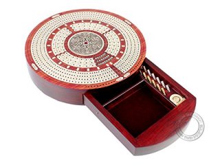 House of Cribbage - Round Shape 4 Tracks Continuous Cribbage Board Bloodwood / M