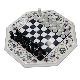 Queenza 13Diagonal Handmade Marble Unique Chess Board Game Chess Set Pieces and 
