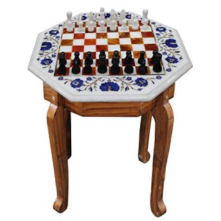 Queenza 15Diagonal Marble Chess Board Game - Marble Chess Set Pieces for Sicilia