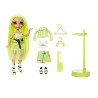 Rainbow High Karma Nichols  Neon Green Fashion Doll with 2 Doll Outfits to Mix &