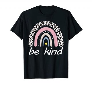 Be Kind Cute Graphic Leopard Rainbow Womens Kids Girls T-Shirt