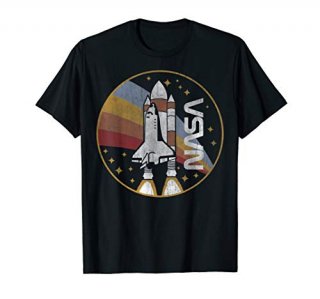 NASA Vintage Space Shuttle Launch Rainbow Logo T-Shirt