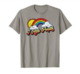 I Hate People Funny Antisocial Distressed Vintage Rainbow T-Shirt