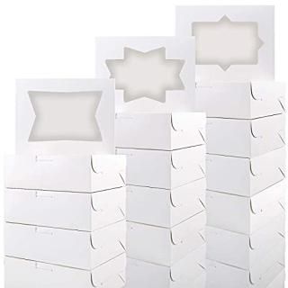 Moretoes 24pcs Cookie Boxes 8 Inch White Bakery Boxes Treat Boxes with Window fo