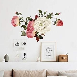MOLANCIA Floral Wall Decals Peony Flowers Wall Stickers Colorful Peony Rose Wall