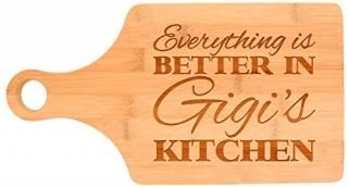 Everything Is Better in Gigi's Kitchen DæĎcor Grandma Gift Paddle Shaped Bamboo