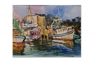 Caroline's Treasures JMK1079PLMT Shrimp Boat Warehouse Fabric Placemat Multicolo