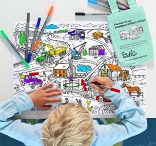 eatsleepdoodle Cars Trucks and Tractors placemat in its own Cotton Carry Bag to 