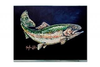 Caroline's Treasures MW1213PLMT Deep Blue Rainbow Trout Fabric Placemat Multicol