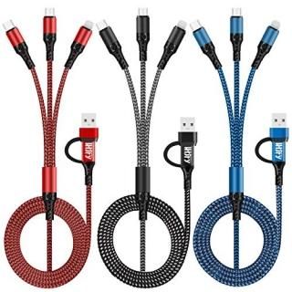 6 in 1 Multi Charging Cable LHJRY 3Pack 4ft USB-A/C to USB C/Micro/Phone Port Mu