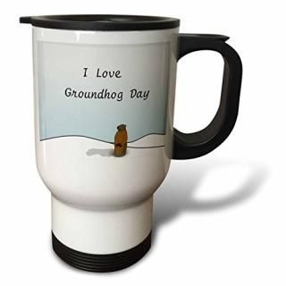 եΥ桼⥢??I Love Groundhog Day Cartoon??ιԥޥ 14 oz ۥ磻 tm_204327_1