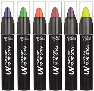 UV Face and Body Paint Sticks - Costume Halloween and Club Makeup - Safe for all