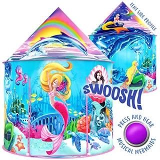 W&O Musical Mermaid Tent with Under-The-Sea Button Mermaid Gifts for Girls Magic
