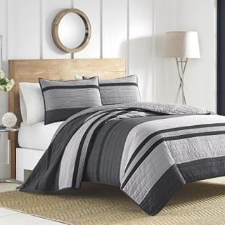 Nautica Vessey Cotton Pieced Quilt Twin Gray