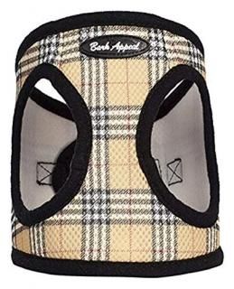 Bark Appeal Plaid Comfort Padded Pet Vest Mesh EZ Wrap Puppy Harness Small Tan